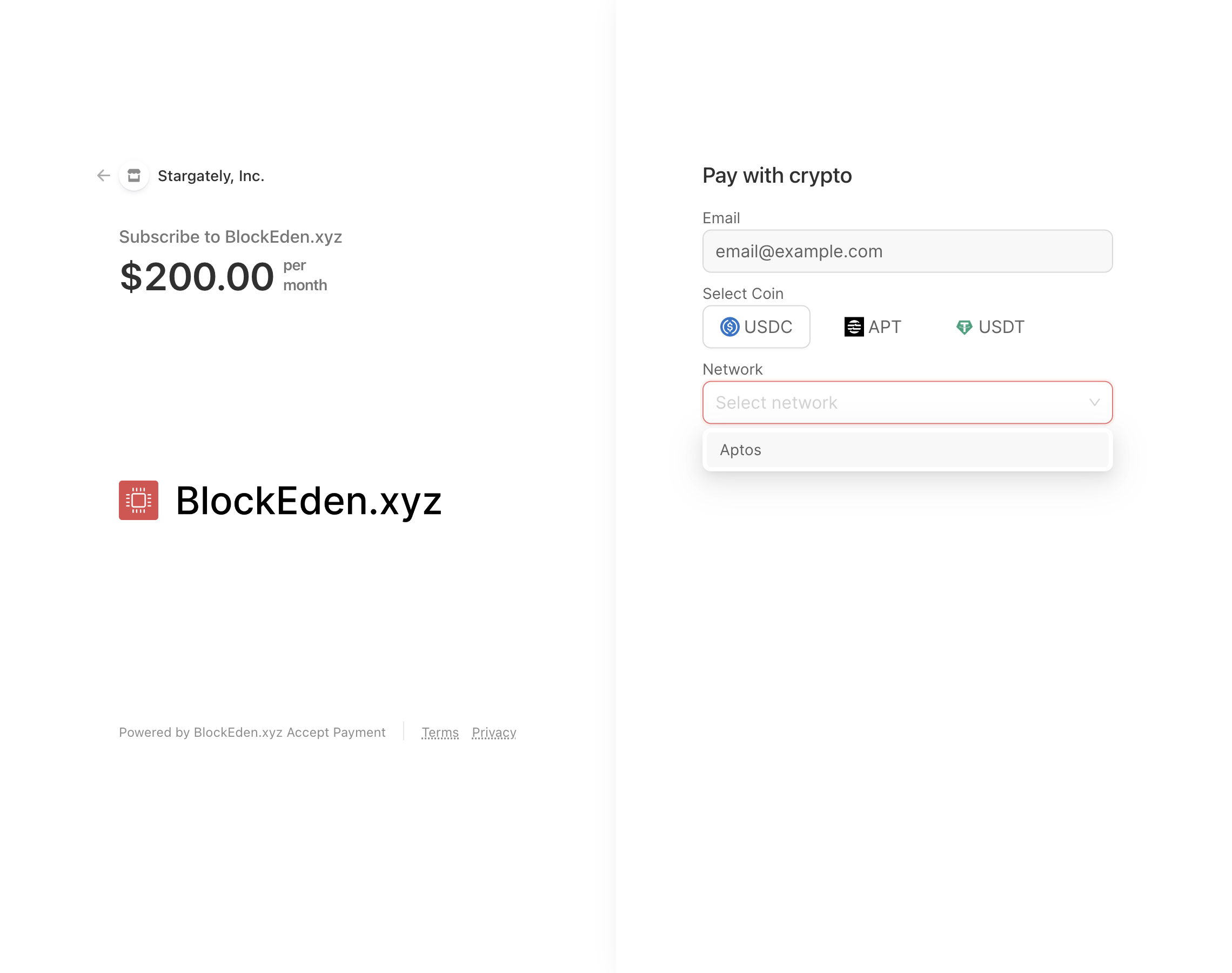 How to Pay BlockEden.xyz with APT, USDC, USDT on Aptos